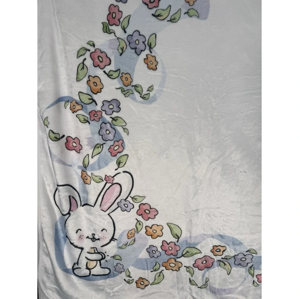 Baby Milestone Blanket Bunny Floral Design monthly grow photo prop. newborn soft